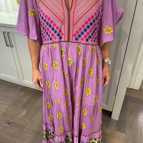 Oliphant Purple Dress with Embroidered Flowers - Picture 2 of 11